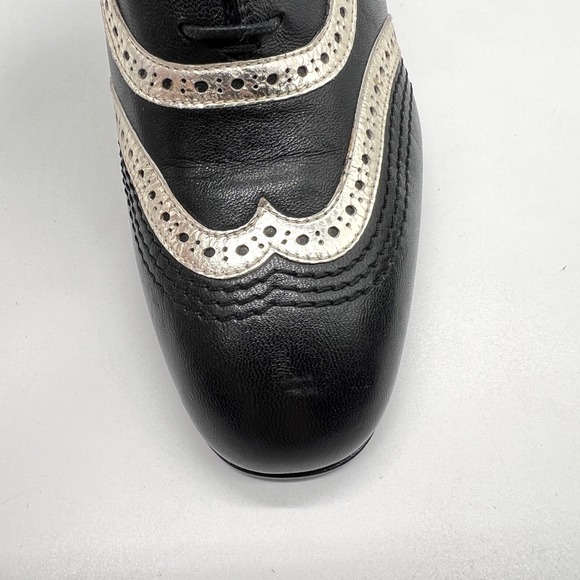 LAURENCE DACADE Victoria Heeled Lace Up Brogue Womens 38.5 Black Gold Leather - Picture 12 of 16